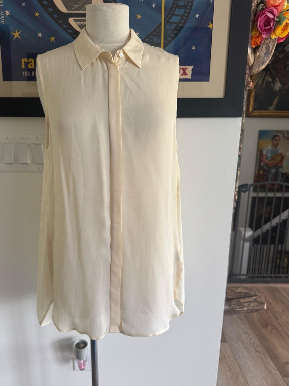 J.Crew 100% Silk Creme Color loose fit 12 Blouse EUC